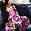 1pc Hello Kitty Riding a Unicorn Cartoon Blanket, Soft Throw for Home Decor, Gift Idea, Living Room, Travel, Camping, Car Blankets, Beach, Office Naps
