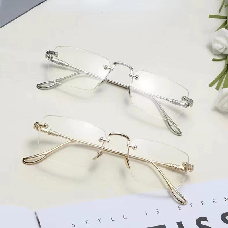 Rimless Myopia Optical Glasses Luxury Fashion Women Men Anti Blue Light Eyewear Metal Frameless Prescription Reading Glasses