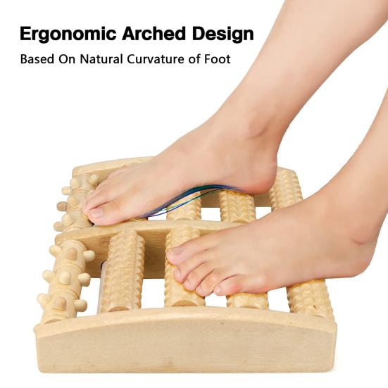 Wooden Foot Massage Roller for Plantar Fasciitis Relief Enhance Circulation Foot Roller Massager Dual