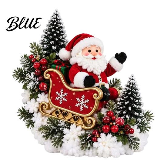 Holiday Entryway Stair Snowy Banister Decor Warm Sleigh Railing Garland Santa LED Lighted Decoration Pre-Lit