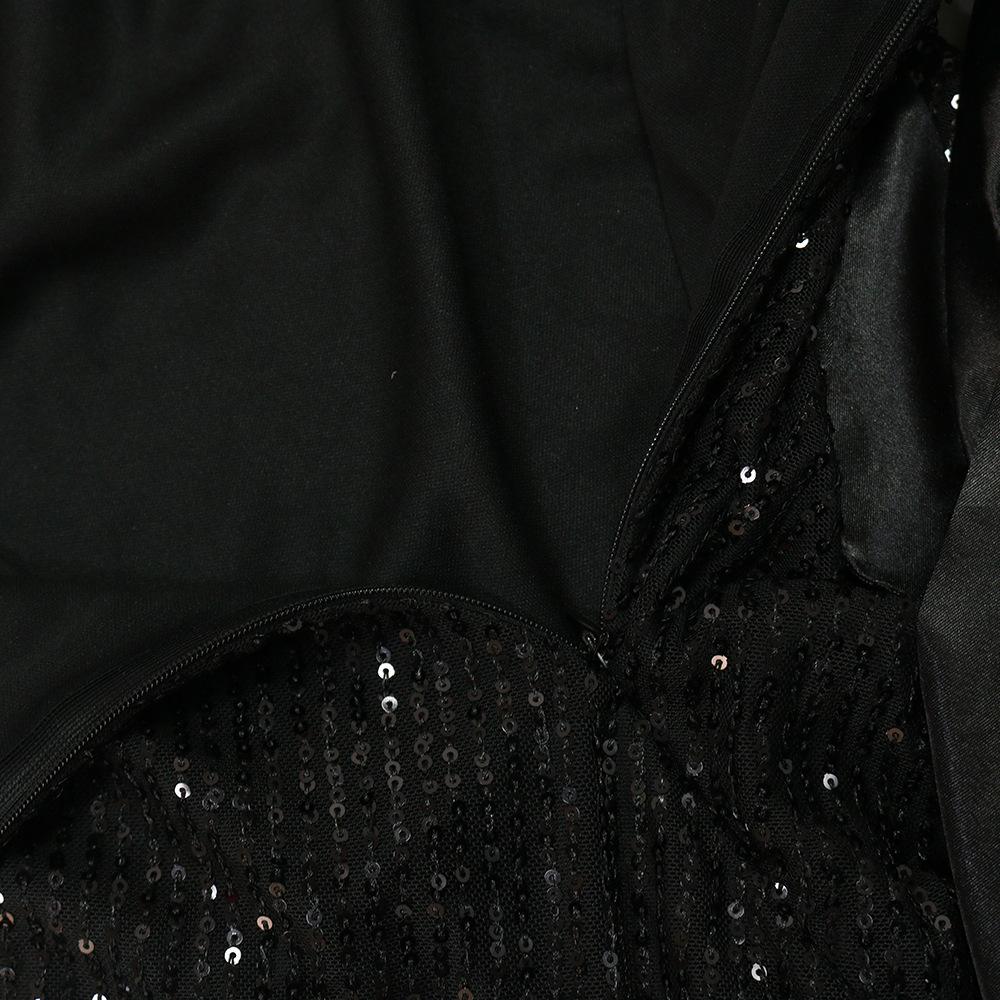 Seksowna Damska Sukienka Bez Ramiączek z Sequinowym Patchworkiem w Kształcie Rybiego Ogona