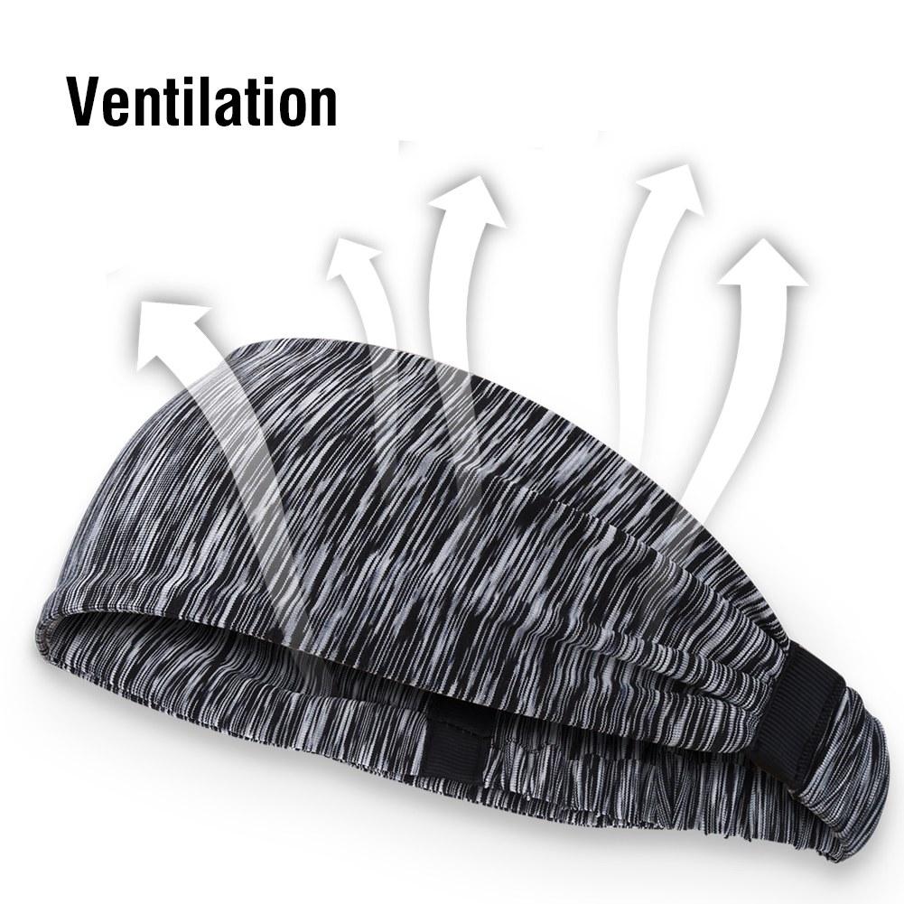 Sweatband Headband Sport Bicycle Tennis Bike Cycling Stretchy Breathable Hairband Stripe Gray