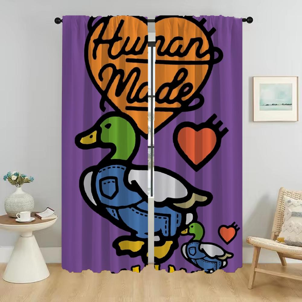 Blackout Curtains for Living Room Curtain H-human Mades Shades Home Interior Curtains 2 Pieces Tulle for Bedroom Partition Child