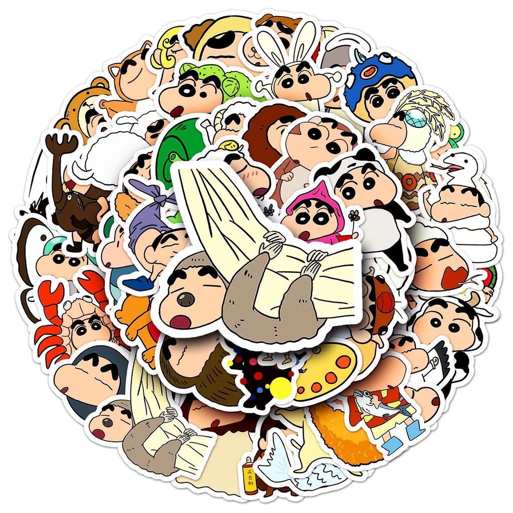 50 Sheets Crayon Shin-chan Dress-up Series Stickers - Cute Japanese Anime Decor for Phone Cases & Journals