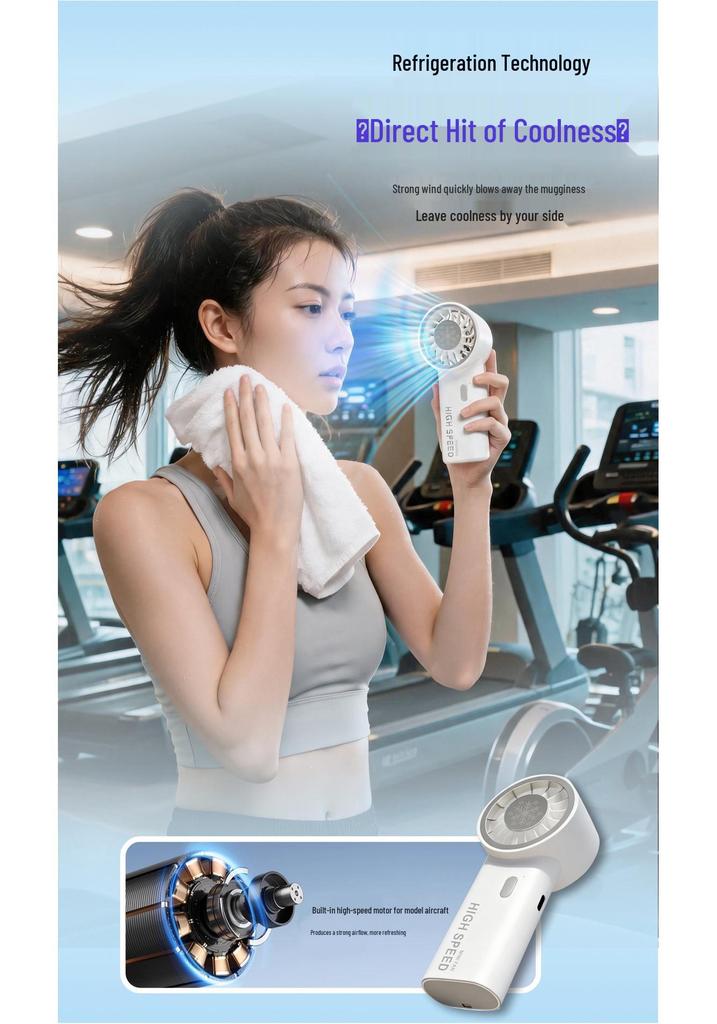 26-Year Model Ultra-Fast 6-Speed Portable Handheld USB-Charging Mini Fan with Powerful Ice Pack Cooling.