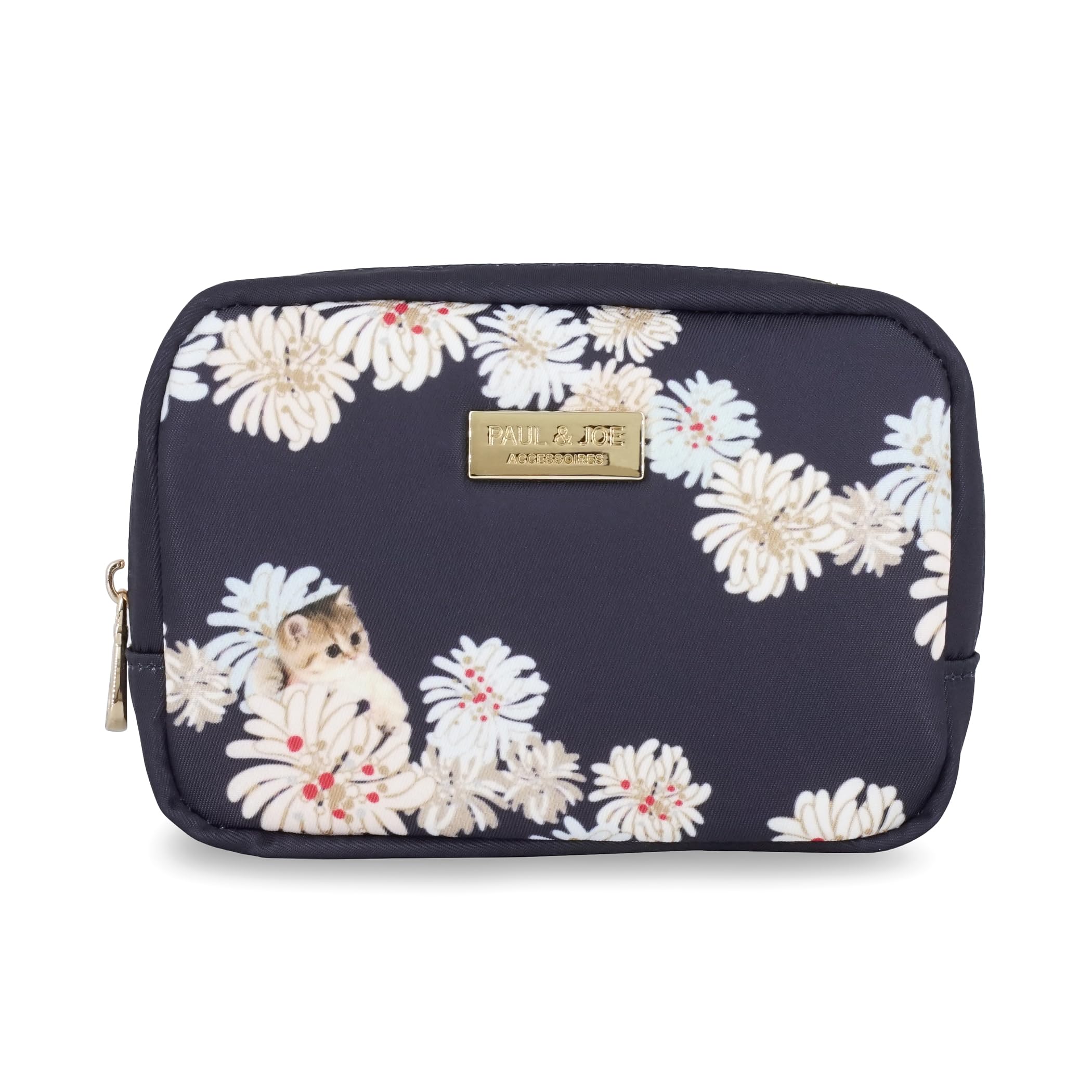 PAUL & JOE Accessoires Square Pouch Pink Chrysanthemum Nounette Pattern x1
