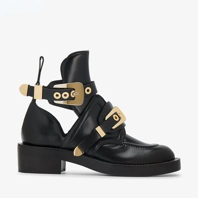 Fashion Autumn New Women Boots Fashion Silver Gold Buckle Strap Women Boots Double Buckle Ankle Boots Street Style Punk Ladies Shoes