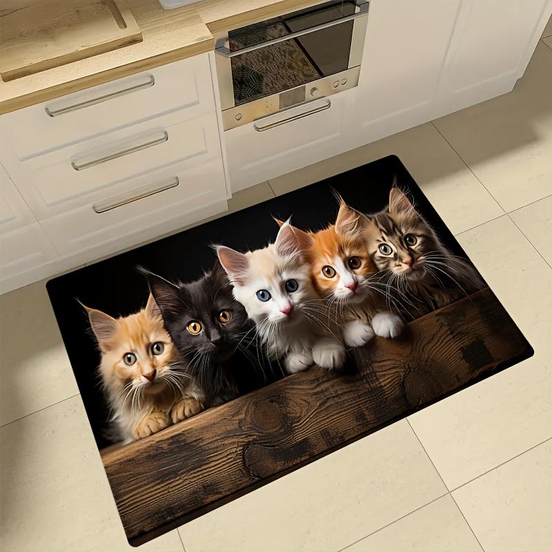 1pc kitchen floor mat, cat solid s floor mat thickened wear-resistant beautification suitable for kitchen living room porch