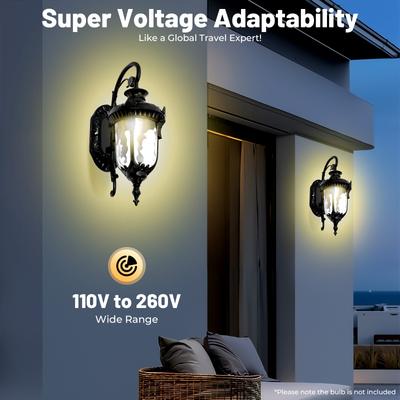 Porch Lights Outdoor Wall Light Fixture Black Waterproof Sconce Lamp Wall Mount with Glass Shade for Outdoor Porch/Indoor Home