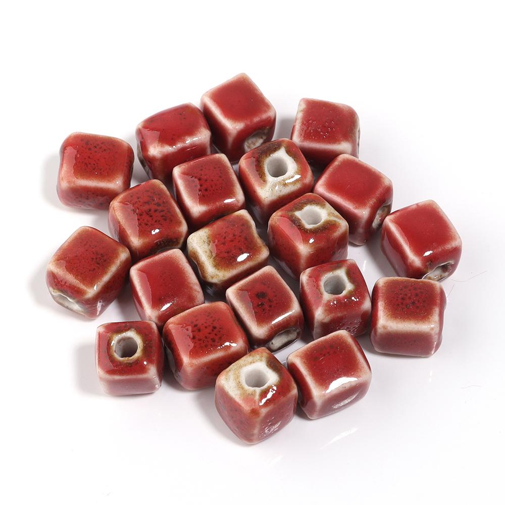 10pcs/lot Colorful Square Ceramic Beads Floral Glaze Porcelain Bead for DIY Bracelet Necklace Charms  Jewelry Making Supplies