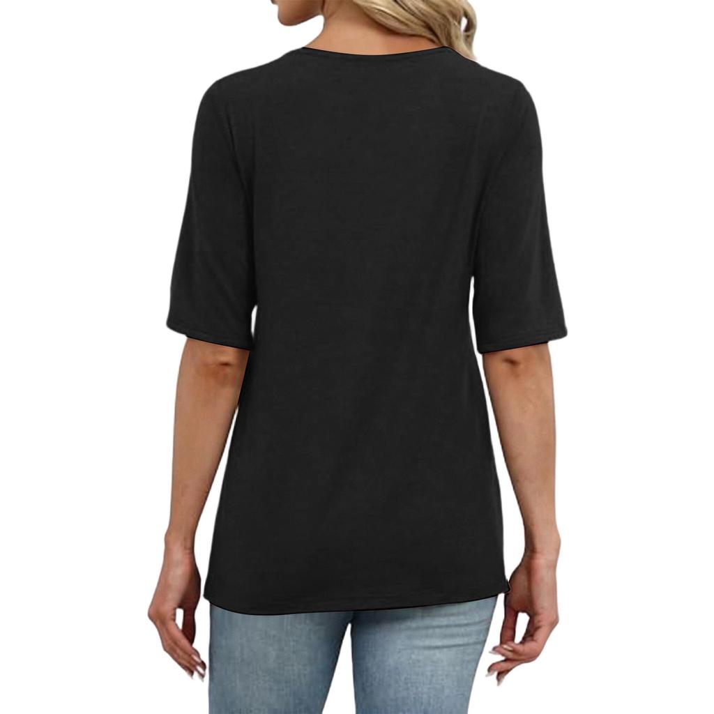 Women's fashionable round neck casual short-sleeved summer trendy T-shirt, 2026 vacation color top