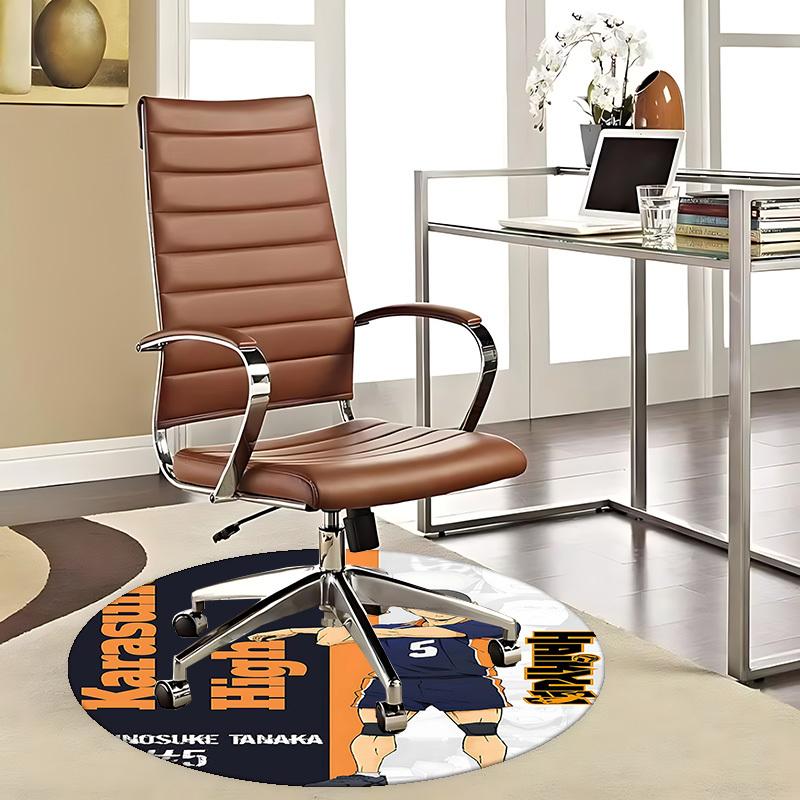 1pc Anime Karasuno High School Volleyball Club Tanaka Inosuke #5 Chair Mat Round Carpet for Office, Home Decor, Living Room, Bedroom, Game Room, Non-S 80cm by 80cm
