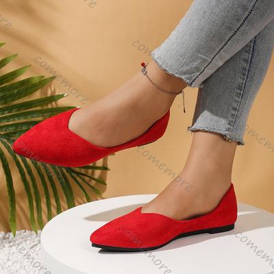 Comemore Pointed Toe Women Flats Casual Suede Solid Ciolor Slip On Shoes for Women Soft Sole Shallow Lightweigh Loafers