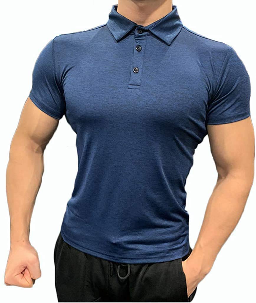 

Manatsulife Поло с коротким рукавом Однотонное Приталенное Стильная Тренировочная одежда Мужская рубашка, Влагоотводящая, Быстросохнущая, Цвет, Эластичная, Посадка, (Флот, Л)