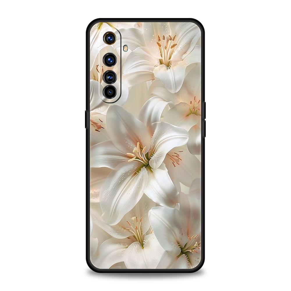 Realistic Lily Flower Print Soft TPU For Realme 12 11 10 9 Pro Plus GT2 GT3 GT5 7 8 Pro C21 C25 C35 Pro 5G Shockproof Phone Case