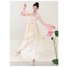 Verbessertes Hanfu Klassisches Tanzkostüm für Damen, Fließendes Chiffon Ruqun Set mit Lotusdruck, Tanzkleidung im Tang-Dynastie-Stil für Bühnenauftritte