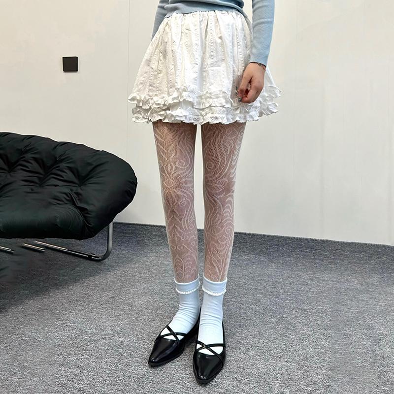 Y2K Women Fishnet Tights Women Sexy Thigh High Stockings Mesh Patterned Fishnet Leggings Pantyhose for Halloween