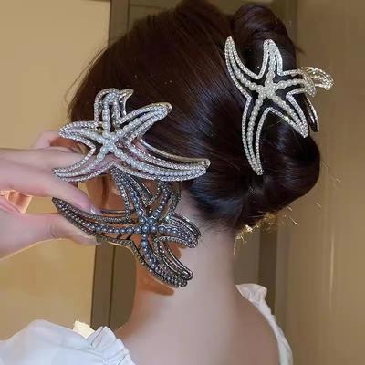 Y2K Starfish Hair Claw for Women Luxury Rhinestone Metal Claw Clip Vacation Jewelry Hair Clip Trendy Claw Clips Hair Accessories