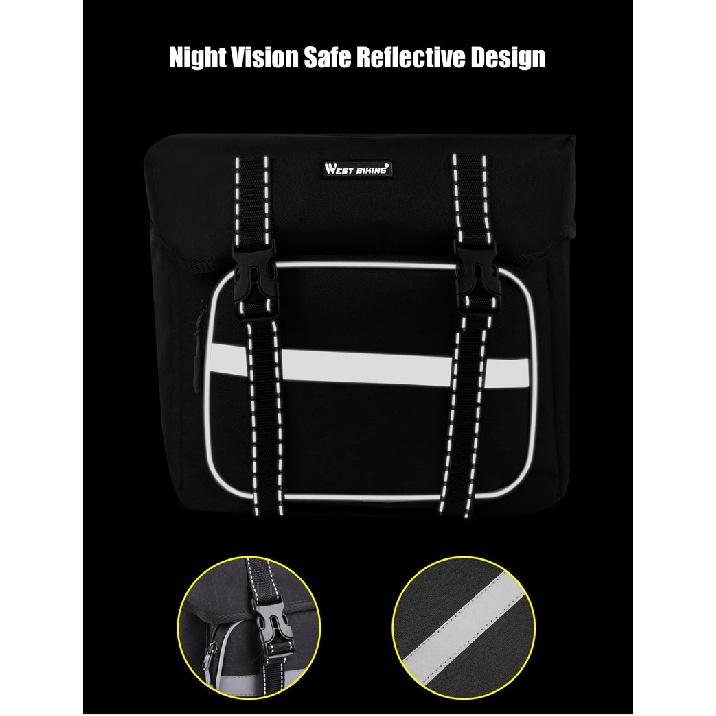 WEST BIKING Bicycle Rear Seat Bag 25L Large Capacity Outdoor Luggage Carrier Bags Cycling MTB Road Bike Trunk Double Pannier Bag