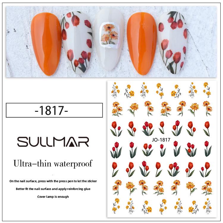 Tulip Pink 3D Floral Nail Art Stickers - Spring Self-Adhesive DIY Decorations