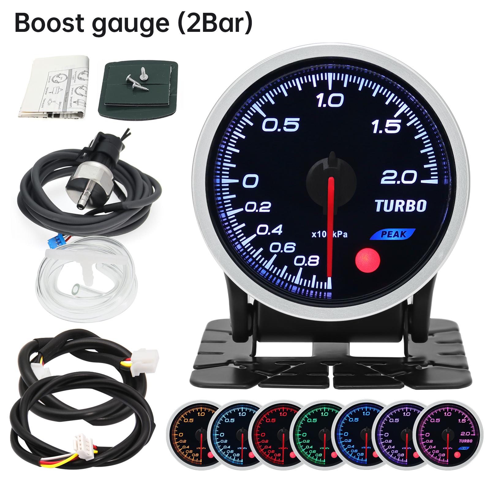AD Boost Gauge BAR PSI Kpa 8 Colors Backlight 52mm Turbo Boost Meter With Sensor Gauge Car Accessories