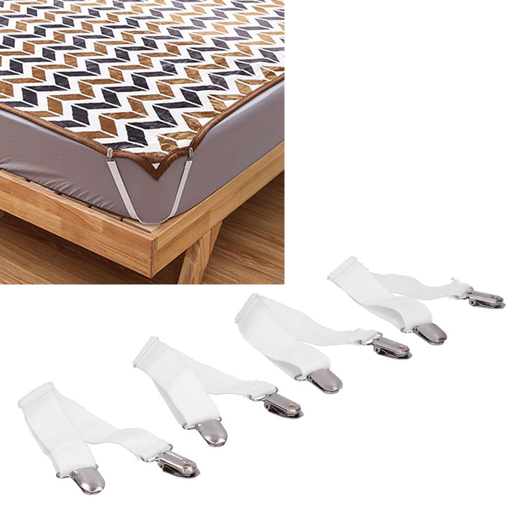 4Pcs Bed Sheet Fasteners Suspenders Elastic Sheet Band Straps Clips Holder