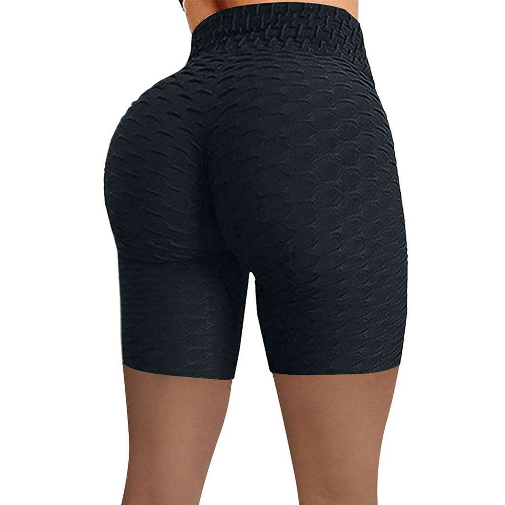 Women Wrinkled High Waist Hip Stretch Running Fitness Yoga Pants Biker Shorts
