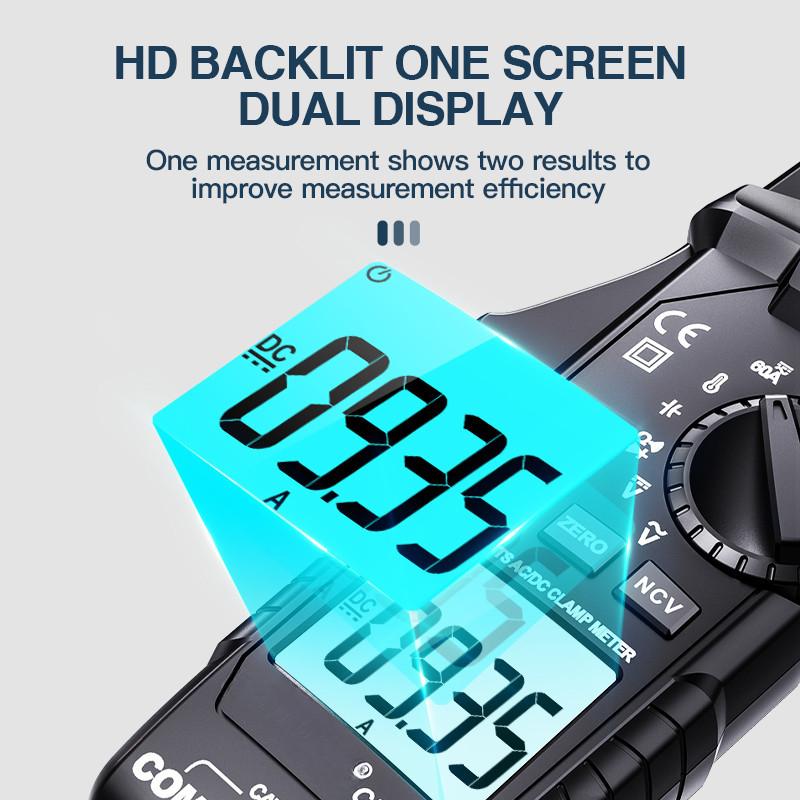 Clește Ampermetric Digital AC/DC 600A NCV Clește Ampermetric pentru Curent DC Multimetru Inteligent Anti-Ardere Gamă Automată Ampermetru cu Clește