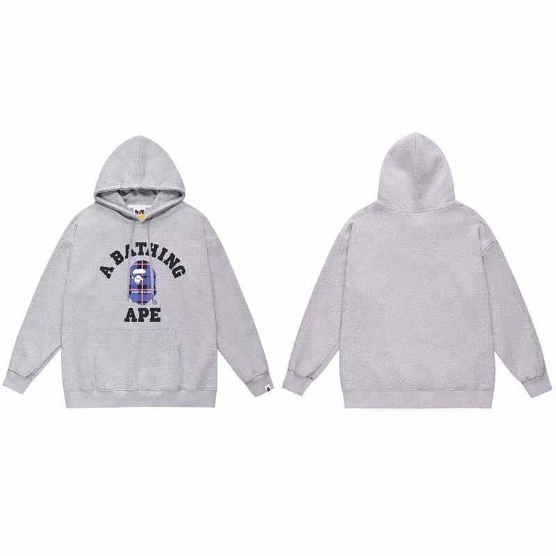 Mens Oversized Hooded Sweatshirt With Ape Head Print Heavyweight Cotton Long Sleeve Pullover Daily Wear
