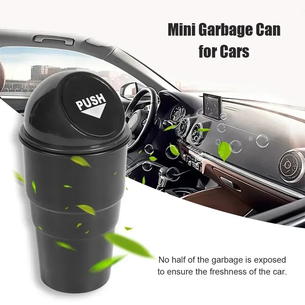 Round Car Trash Can with Lid, Car Garbage Box Car Door Trash Can Fashionable and Creative Water Cup Holder, Storage Bucket Amagi