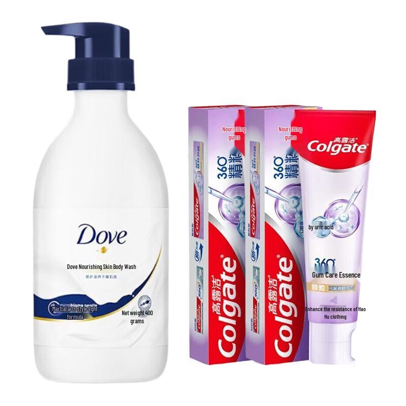 Dove Nourishing Body Wash & 360 Gum Care Toothpaste Set