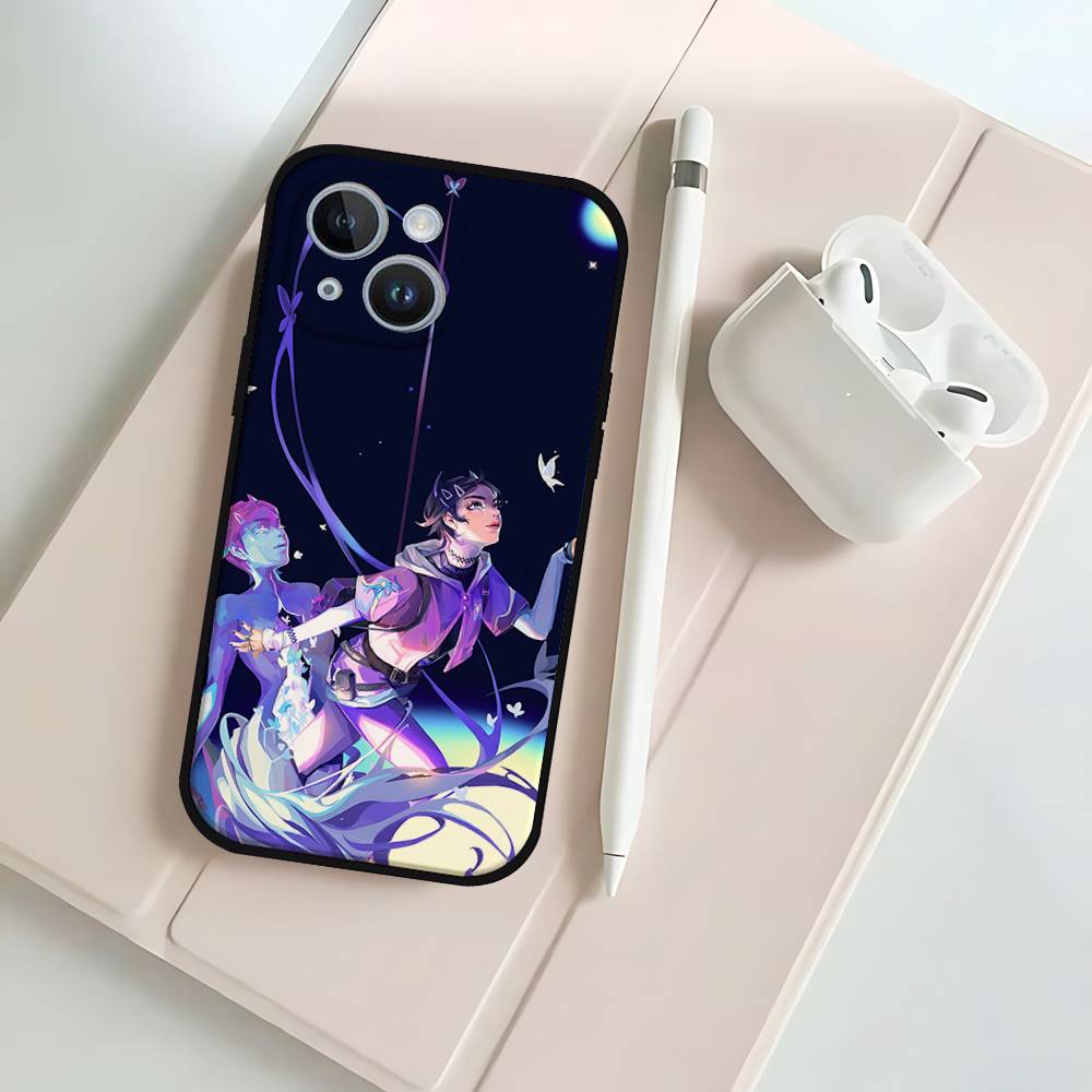 Cute C-Clove V-ValorantS Phone Case Phone Case For IPhone 17 16 15 14 13 12 11 X XR XS Plus Pro Max Mini Soft Black Cover