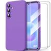 Case for Samsung Galaxy A57 5G, Soft Silicone Anti-Scratch Protection Purple - 2 Tempered Glasses