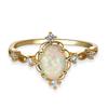 Charm Gold Silver Color Wedding Ring White Opal Oval Stone Engagement Ring Cute Female Blue Green Purple Crystal Rings For Women
