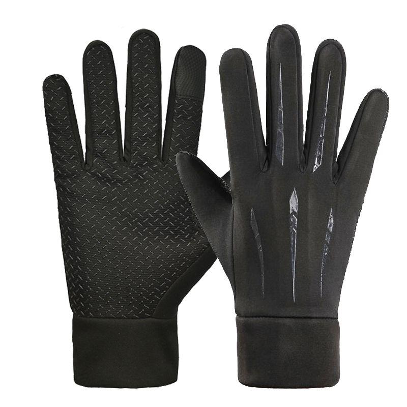 

Women s Windproof Velvet Gloves for Driving and Outdoor Riding Fleece-lined Five Arrow Black All yards