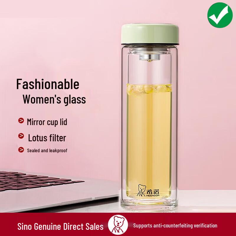 Heenoor Double-Layer Insulated Glass Tea Cup