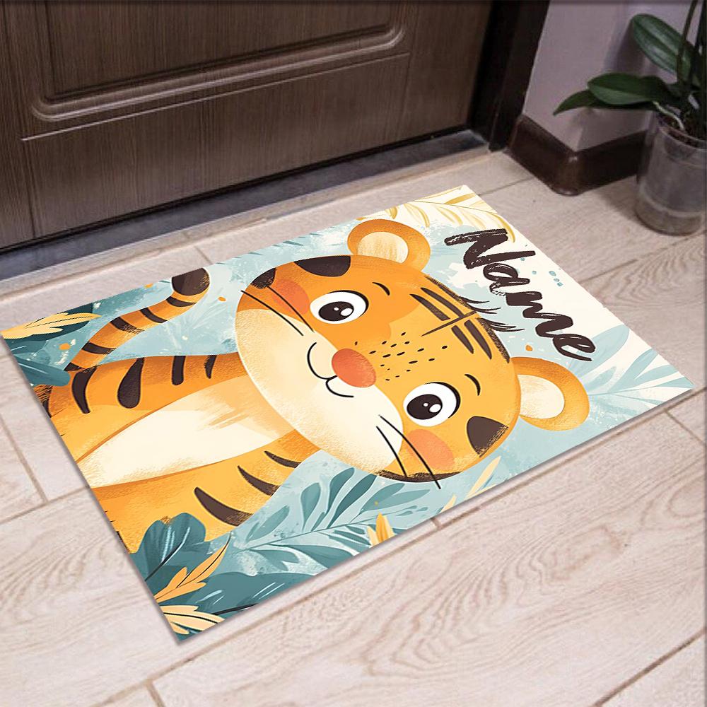 Custom Name Tiger Printed Carpet,Rug for Office Chair Living Room Bedroom Kitchen Room Decor Gifts.