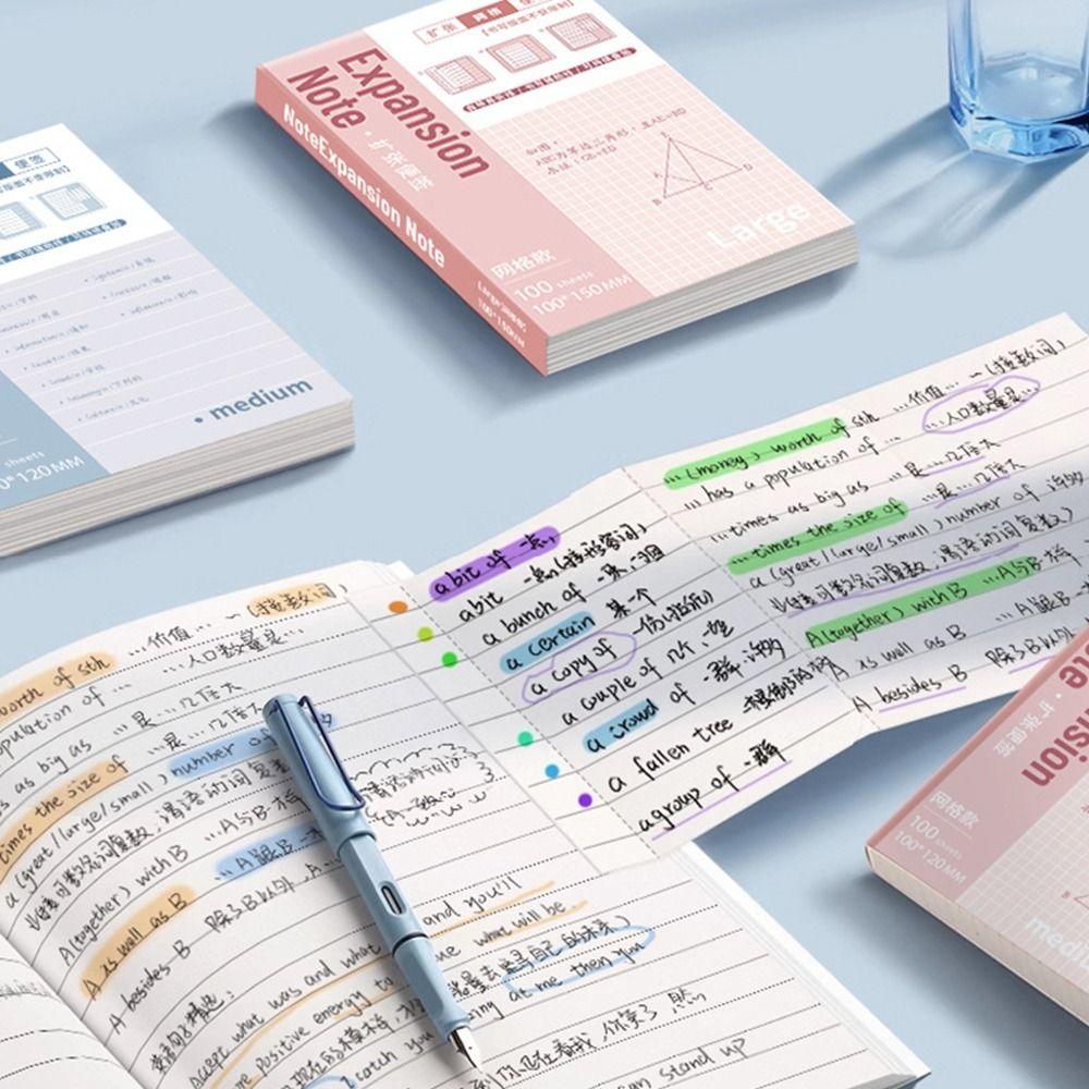 100PCS/Set Multifunctional Self-Adhesive Expansion Sticky Notes Extensible Sticky Memo Pads Tearable Sticky Labels Sticker Gift