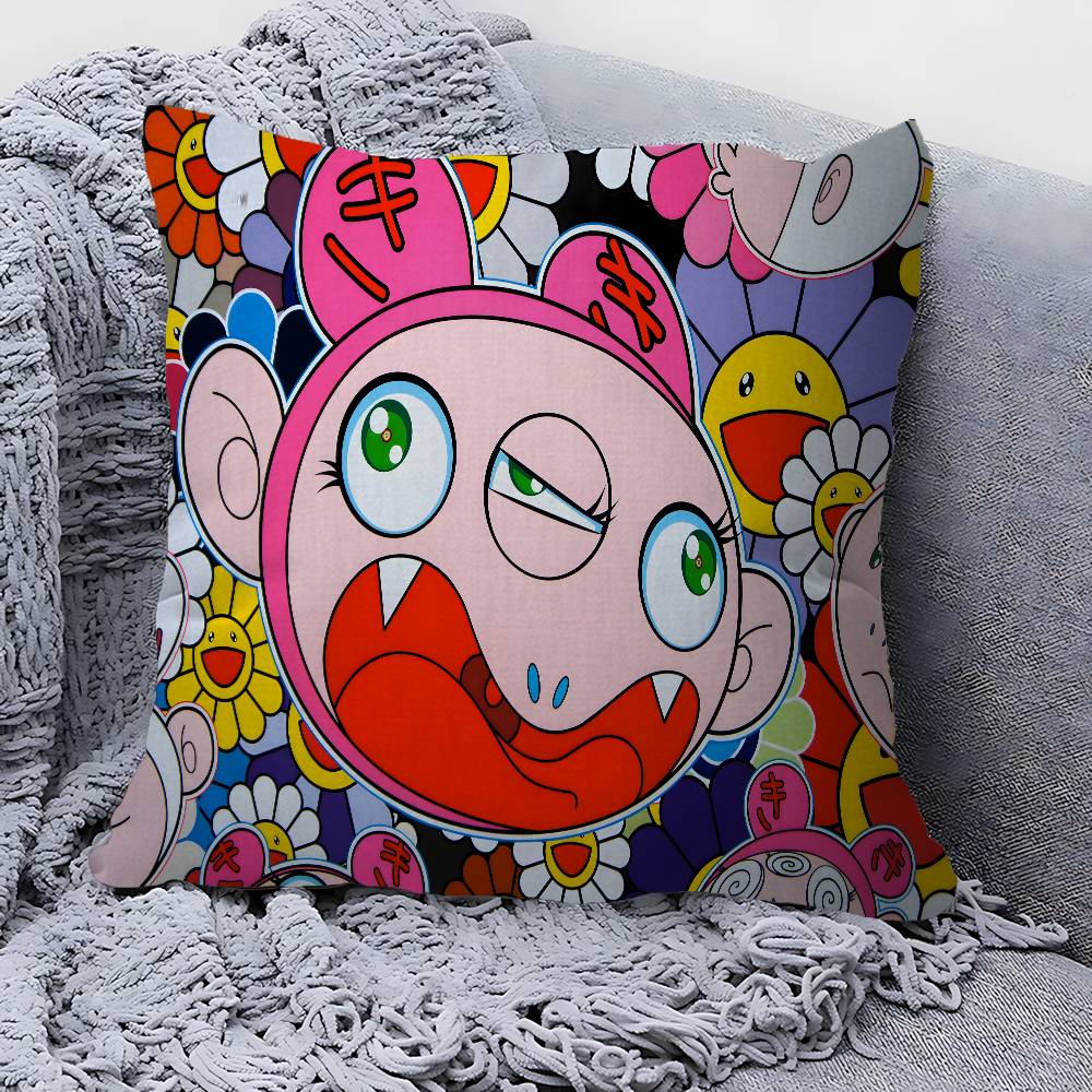 Flower TTakashi Art MMurakami Fashion Pillow Gift Home Office Decoration Bedroom Sofa Car Cushion Cover Case X