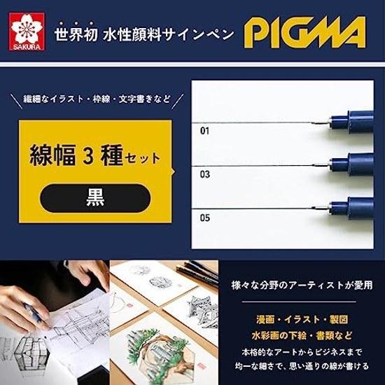 Sakura Craypas Water-based Pen Pigma Black 3-piece Set ESDK-3A