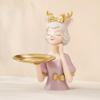 Deer Figurine with Tray Beautiful Deer Statue with Tray Tabletop Organizer Lovely Compact for Entryway, Dresser