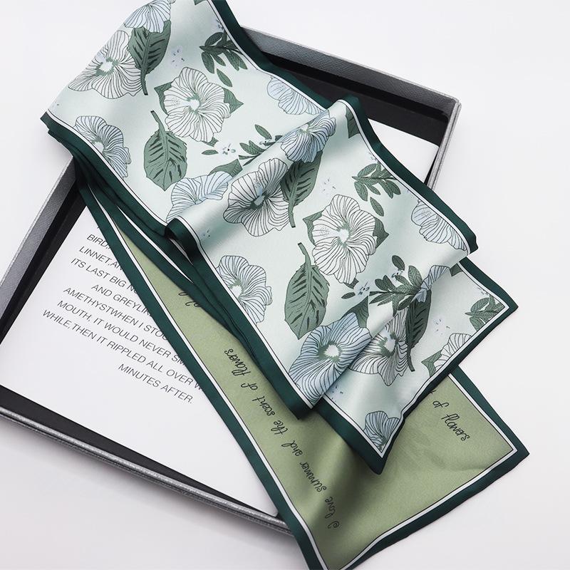 Langer Seidenschal Damen Sommer Kleiner Seidenschal Druck Simulation Seide Bindetasche Streamer Professioneller Kleiner Schal