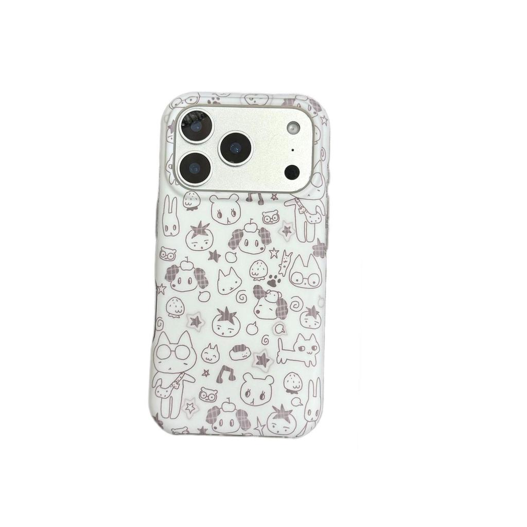 Cute Cartoon iPhone Case for 16ProMax/15/14 – Frosted, Anti-Drop