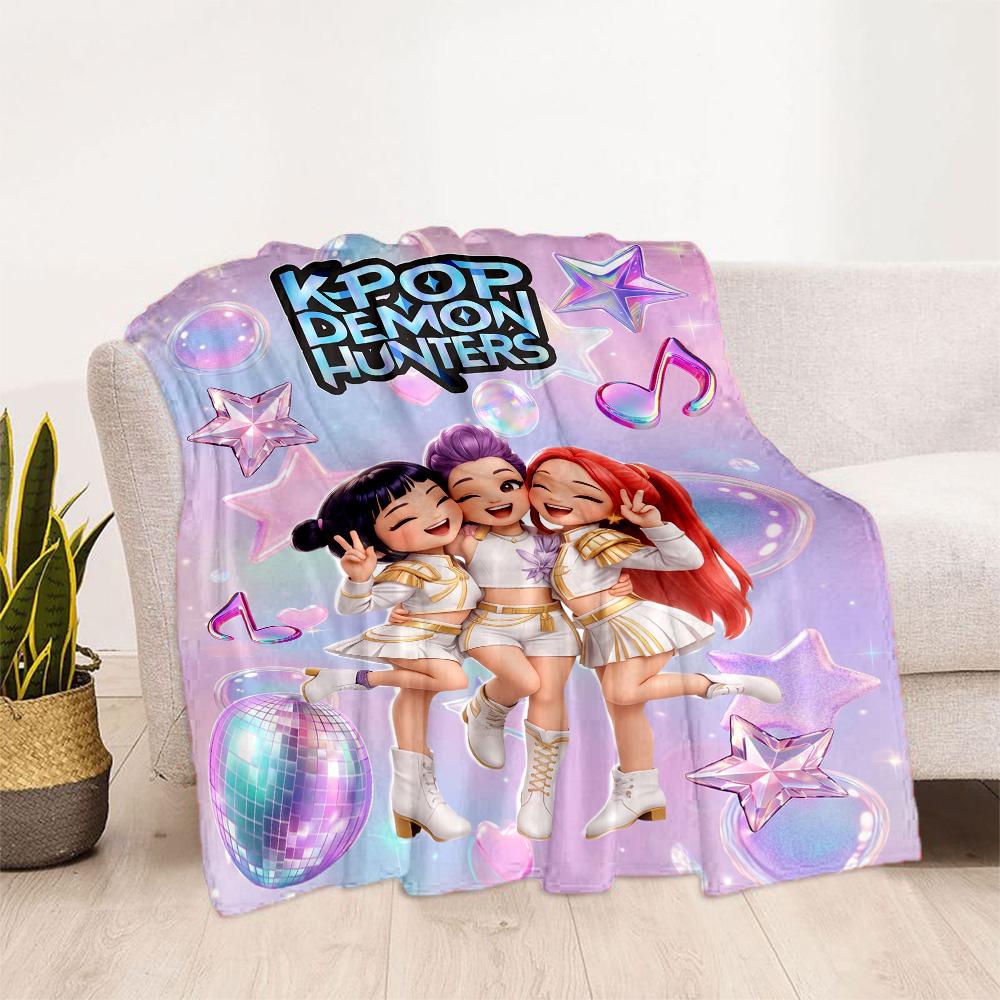 K-pop Demon Hunters Blanket Comfortable Suitable for Bedding Office Livingroom Four Seasons Universal Stylish Decor