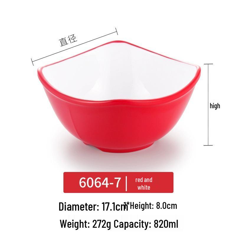 Melamine Imitation Porcelain Square Bowl – Plastic Soup, Dessert, BBQ, Bibimbap, Small Dish for Fast Food.