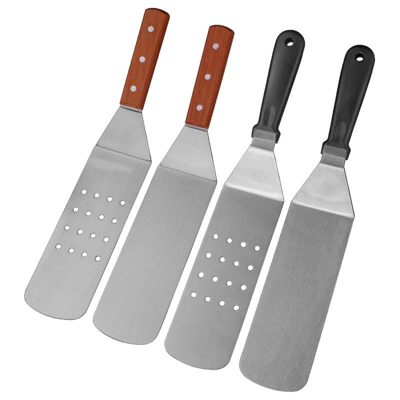 Wood Handle Stainless Steel Multi-purpose Cooking Spatula for Frying and Teppanyaki
