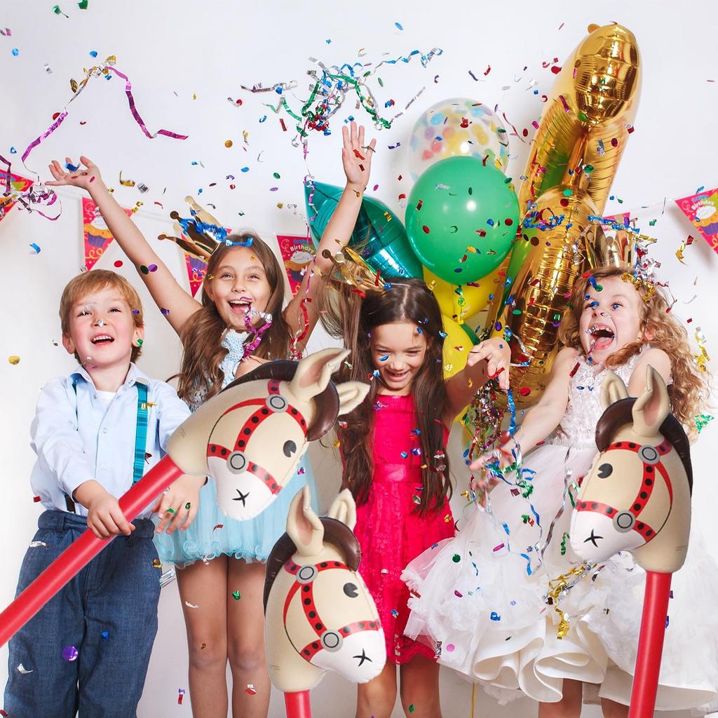 Inflatable Horse Head On Stick Horse Costume Pony/Western Cowboy/Horse Baby Shower Birthday Party Decorations Supplies Favors