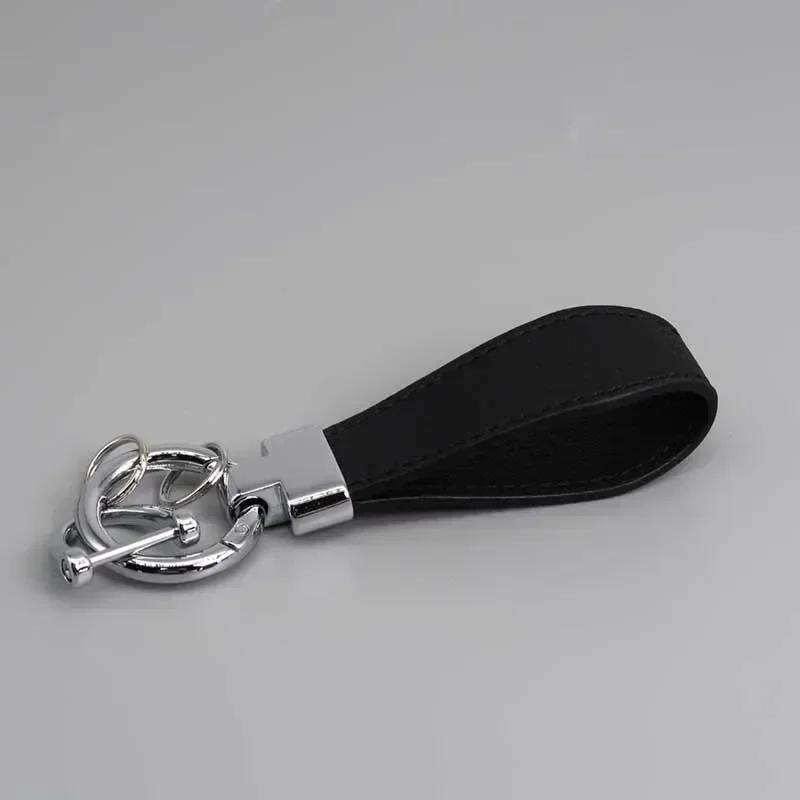 PU Leather Car Keychain Men's and Women's Bag Anti Lost Key Ring Waist Hanging Retro Laser Engraving Customized Keyring Gift