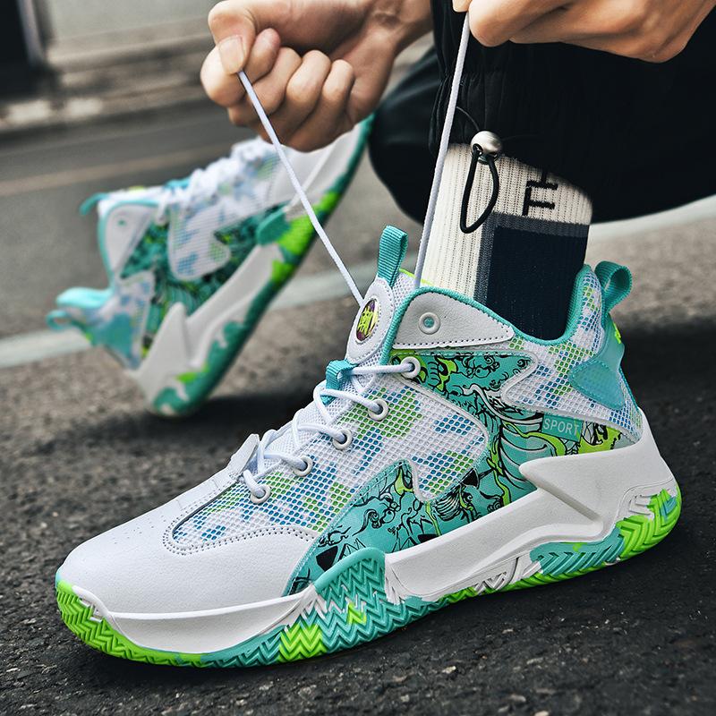Basketball shoes Student flow casual shoes High-top color matching thick-soled men's actual sports shoes