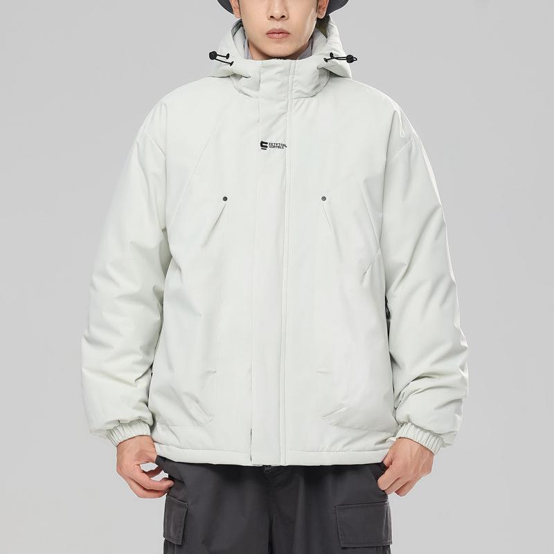 Casual Men's and Women's Cotton Clothes, Winter Hong Kong Style, Loose Plus Size Hood, Waterproof and Warm, Solid Color Men's Jacket, Cotton Clothes